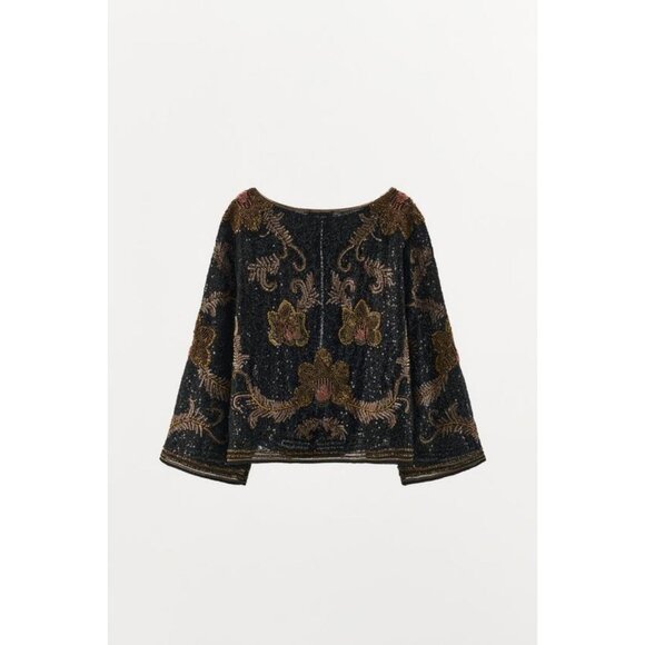 ZARA EMBROIDERED CAPE JACKET - Picture 8 of 9